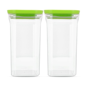 HomePro - Square Container | Airtight | Silicone Cap | Green | Plastic Utility Container | Set of 2 - 1100 ml - Green