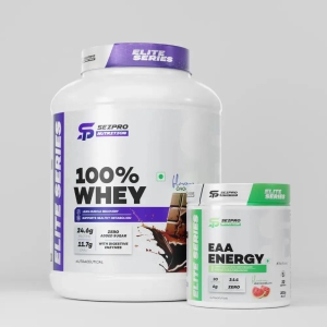 Sezpro Nutrition 100% Whey Protein | 57 Servings + EAA Energy | 30 Servings-2kg + 300g / Pista Kulfi / Litchi