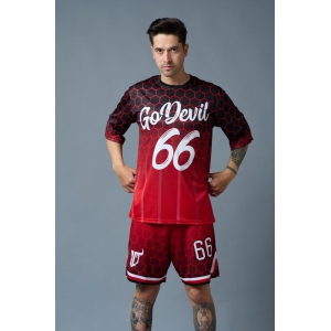 Go Devil 66 (in White) Printed Polyester Red Gradient Co-ord Set for Men 5XL