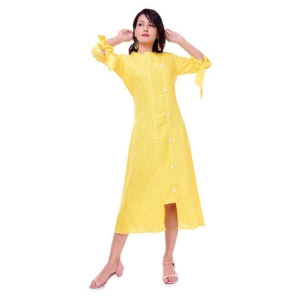 Rangun - Yellow Rayon Women's Asymmetrical Kurti ( Pack of 1 ) - L