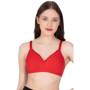 LacyLuxe Seamless Padded Bra Women T-Shirt Lightly Padded Bra-34B / Red / Cotton Spandex Blend
