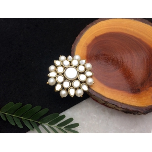 Kundan and Pearl Round Ring