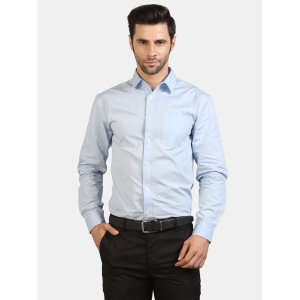 Life Roads 100 Percent Cotton Blue Solids Party wear Shirt Single Pack - None