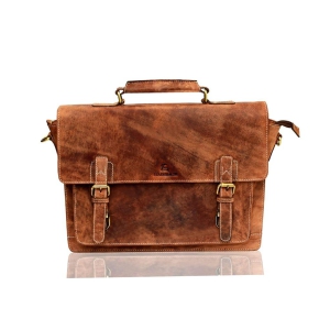 LEADERACHI Vintage Hunter Leather Laptop Briefcase Bag For Mens.