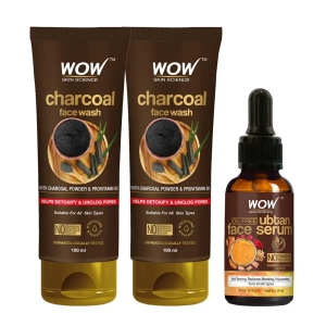 2 Charcoal Face Wash + Ubtan Serum - Helps in Detoxify & Unclog Pores