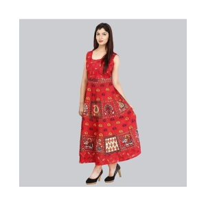 Rangun Cotton Red Regular Dress - S-XL