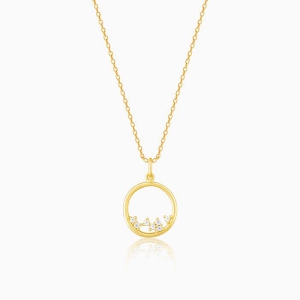 Golden Delicate Halo Pendant With Link Chain