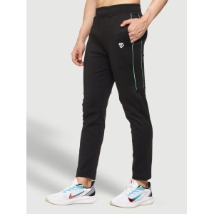 Rapid Dry Black Solid Stripe Track Pant for Men-Black / 7XL