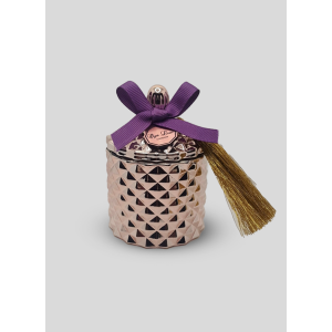 French Lid Baby Geo Candles.-Lavender Pure Essential Oil / White & Silver