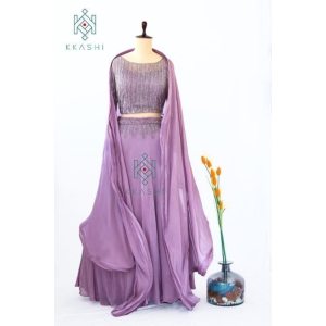 Lavender Embroidered Lehenga Set  in Purple