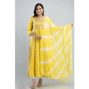 MAUKA - Yellow Flared Chiffon Womens Stitched Ethnic Gown ( Pack of 1 ) - None