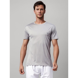 UrbanMark Polyester Regular Fit Solid Half Sleeves Mens T-Shirt - Light Grey ( Pack of 1 ) - None