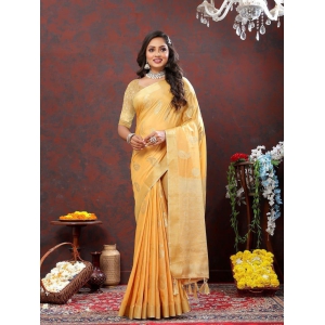 Gold Cotton Woven Design with Zari Weaving Design Saree