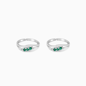 Silver Emerald Enchantment Toe Rings