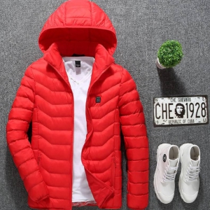 New USB Electric Heated Jacket Cotton Coat Thermal Clothing Heated Vest Men's Clothes for Winter | 1 YEAR Warranty-Red Zone2 / 4XL