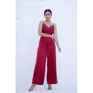 ANNIE - Tie back Wine Jumpsuit (Final Sale)-Wine / 3XL