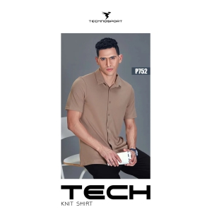 TechnoSport Polo Neck Half Sleeve Dry Fit T Shirt for Men P-752 (Brown)-XXL