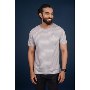 Men's Grey Striped Crew Neck T-Shirt