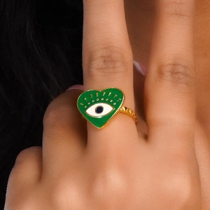 Evil Heart Eye 925 Sterling Silver Ring-Rose Gold / 5.5