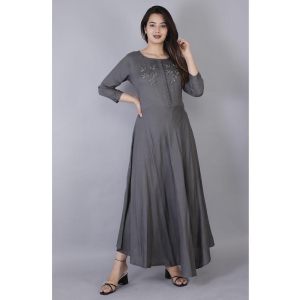 HIGHLIGHT FASHION EXPORT - Grey Rayon Womens Anarkali Kurti ( Pack of 1 ) - None