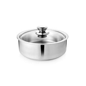 URBAN SPOON Stainless Steel Chapatti Box, Chapatti Pot, hot Pot, Double Wall Insulated Roti Server, Serving Bowl with Glass Lid 1300 ml 21.5 Cm