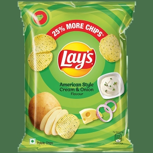 Lay's Potato Chips - American Style Cream & Onion Flavour, Crunchy Chips & Snacks, 50G