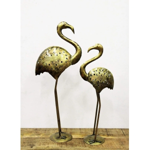 Iron Handcrafted Crane Tea Light Holders Set of 2, Size 30.4 x 15.2 x 76.2 cm