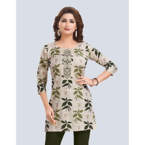 Meher Impex Cotton Printed Straight Womens Kurti - Multicoloured ( Pack of 1 ) - None