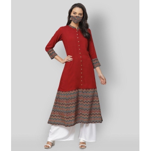 yash-gallery-maroon-cotton-blend-womens-front-slit-kurti-pack-of-1-m