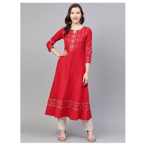 yash-gallery-red-cotton-womens-flared-kurti-pack-of-1-3xl