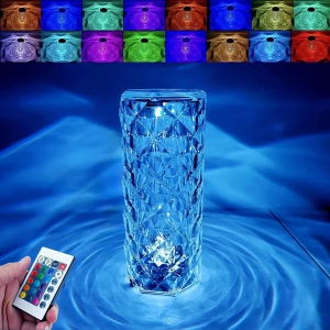 Crystal Table Lamp 16 Color Changing USB Rechargeable With Remote Control