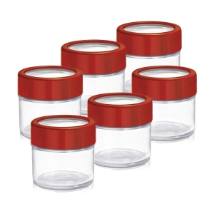 Treo By Milton Alfy Glass Storage Jar, Set of 6, 100 ml Each, Assorted | Storage Jar | Multipurpose Jar | Modular Kitchen - Transparent