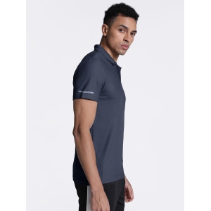 Men Basic Navy Polyester Polo T-shirt