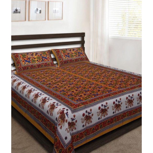 UniqChoice Cotton Jaipuri King Size Double Bed Sheet With 2 Pillow Cover