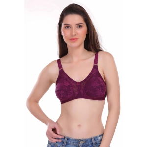 Eve's Beauty Full Coverage Women Non Padded Bra-44C / Wine / Nylon Lycra Embroidered Net