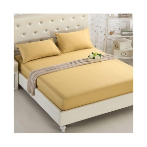 House Of Quirk Polyester Double Bedsheet with 2 Pillow Covers ( 200 cm x 150 cm ) - Beige