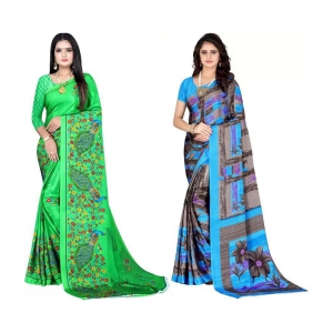 LEELAVATI - Multicolor Crepe Saree With Blouse Piece ( Pack of 2 ) - Multicolor