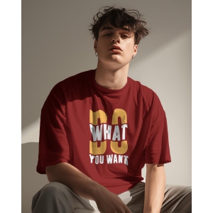 Half Sleeves Printed Oversized T-Shirts (Maroon)-XL