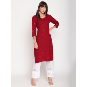 queenley-maroon-cotton-womens-straight-kurti-pack-of-1-l