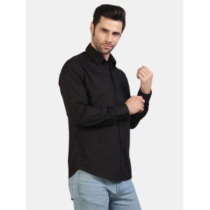 Life Roads 100 Percent Cotton Black Solids Party wear Shirt Single Pack - None