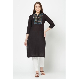 Black Embroidered Straight Kurta