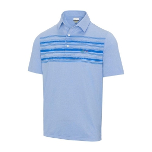 Greg Norman Men's Engineered Wave Stripe Polo - Light Cobalt-XL