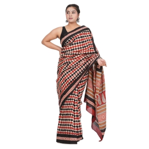 Bagru Handblock Printed Cotton Saree With Blouse - (1TTXSARRJ17106-16)