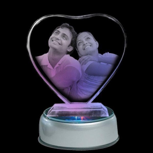 10x10x0.8 Heart Stand 2D Acrylic-with Multi Color LED