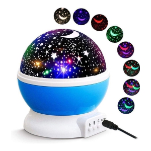 Geeta times Star Master Rotating 360 Degree Moon Night Light Lamp Projector With Colors And Usb Cable,Lamp For Kids Room Night Bulb (Multi Color,Pack Of 1, Random,Crystal) - Red