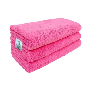 SOFTSPUN Microfiber Cloth - 3 pcs - 40x40 cms - 340 GSM Pink - Thick Lint & Streak-Free Multipurpose Cloths - Automotive Microfibre Towels for Car Bike Cleaning Polishing Washing & Detailing