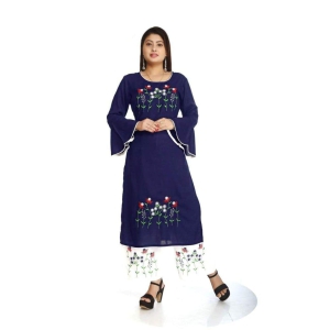 Monika Fashion Women's Cotton Printed Straight Kurta Palazzo Set