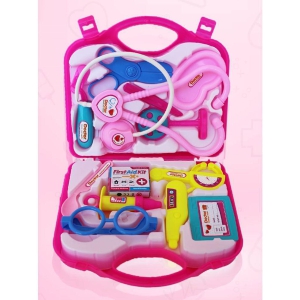 Fratelli Pretend Play Doctor with Foldable Suitcase, Compact Medical Accessories Pretend Play | Game Toy Kit for 3 + Year Kids, Boys and Girls (Suitcase Doctor Set Pink - Economy) - Pink