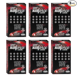MANFORCE Extra Dotteds Litchi Flavoured Condom (Set of 6 60 Sheets)