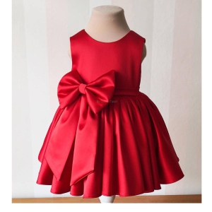 Cutedoll Red Silk Kids Frock Dress-3-4 Year